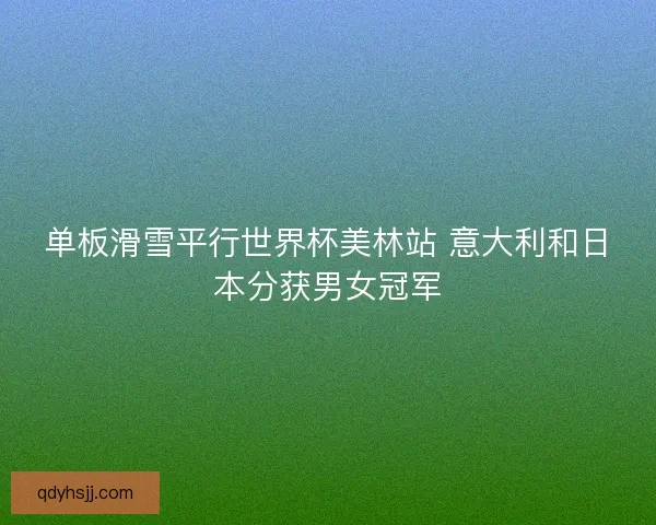 单板滑雪平行世界杯美林站 意大利和日本分获男女冠军