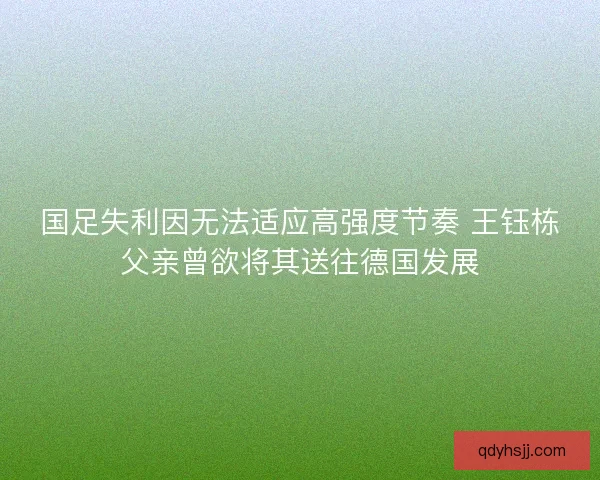 国足失利因无法适应高强度节奏 王钰栋父亲曾欲将其送往德国发展